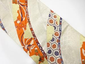 アンティーク　竹に鳳凰・花古典柄模様織り出し袋帯(材料)